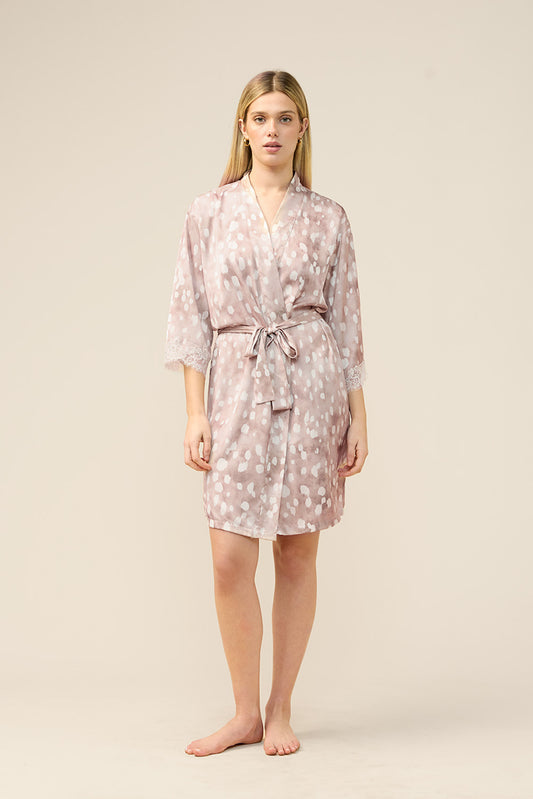 Gingerlilly Hadley Brown Spot Robe - Front