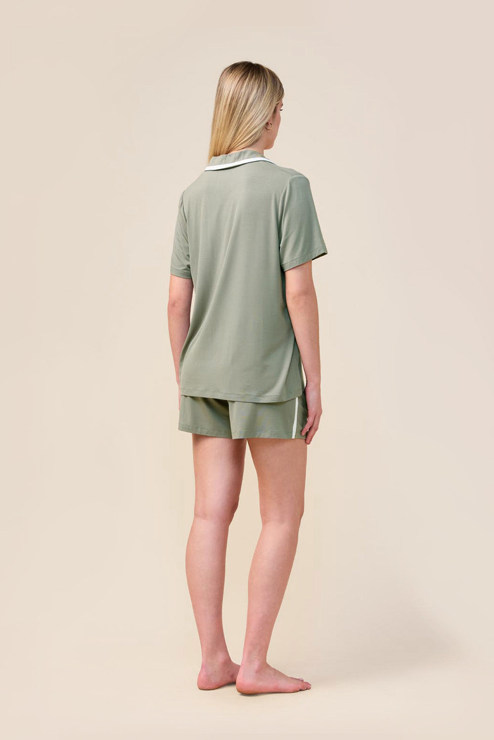 Allegra Short Bamboo PJ Set - Olive - Back