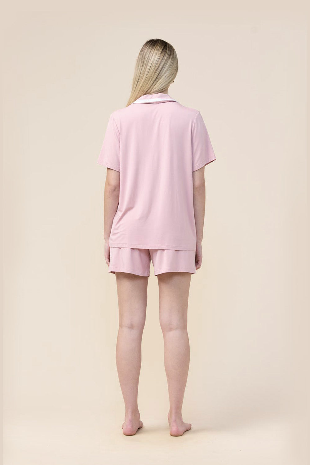 Allegra Short Bamboo PJ Set - Pink - Back