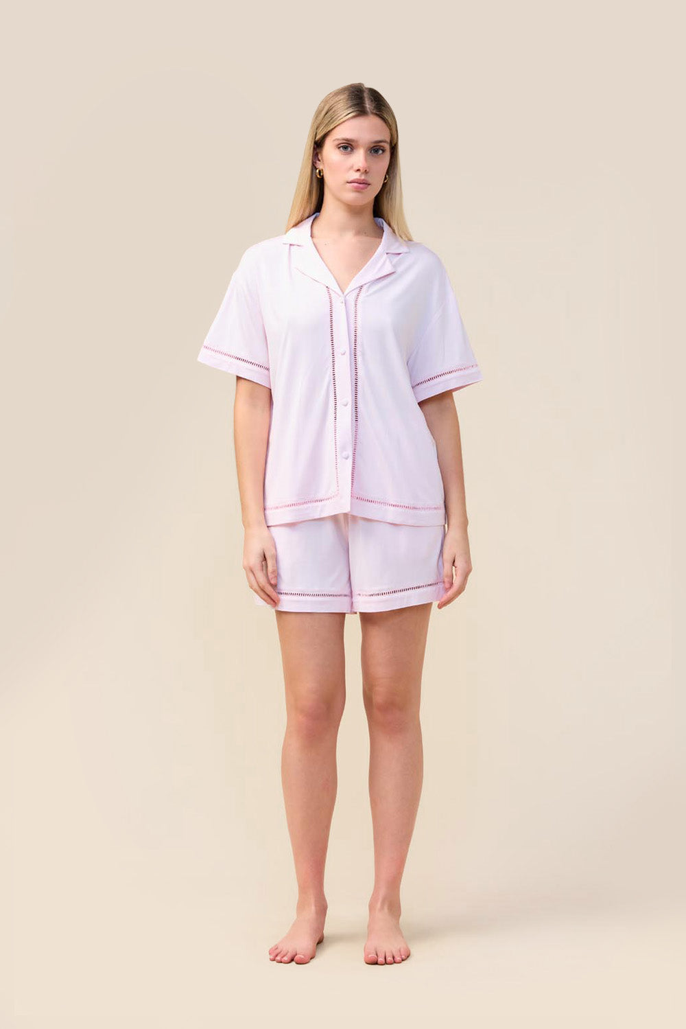 Gingerlilly Helena Short Bamboo PJ Set - Pink - Front alt