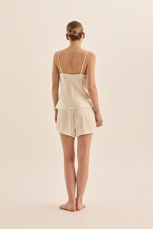 Amethyst Ivory Pure Silk Cami and Shorts Set | Gingerlilly Sleepwear