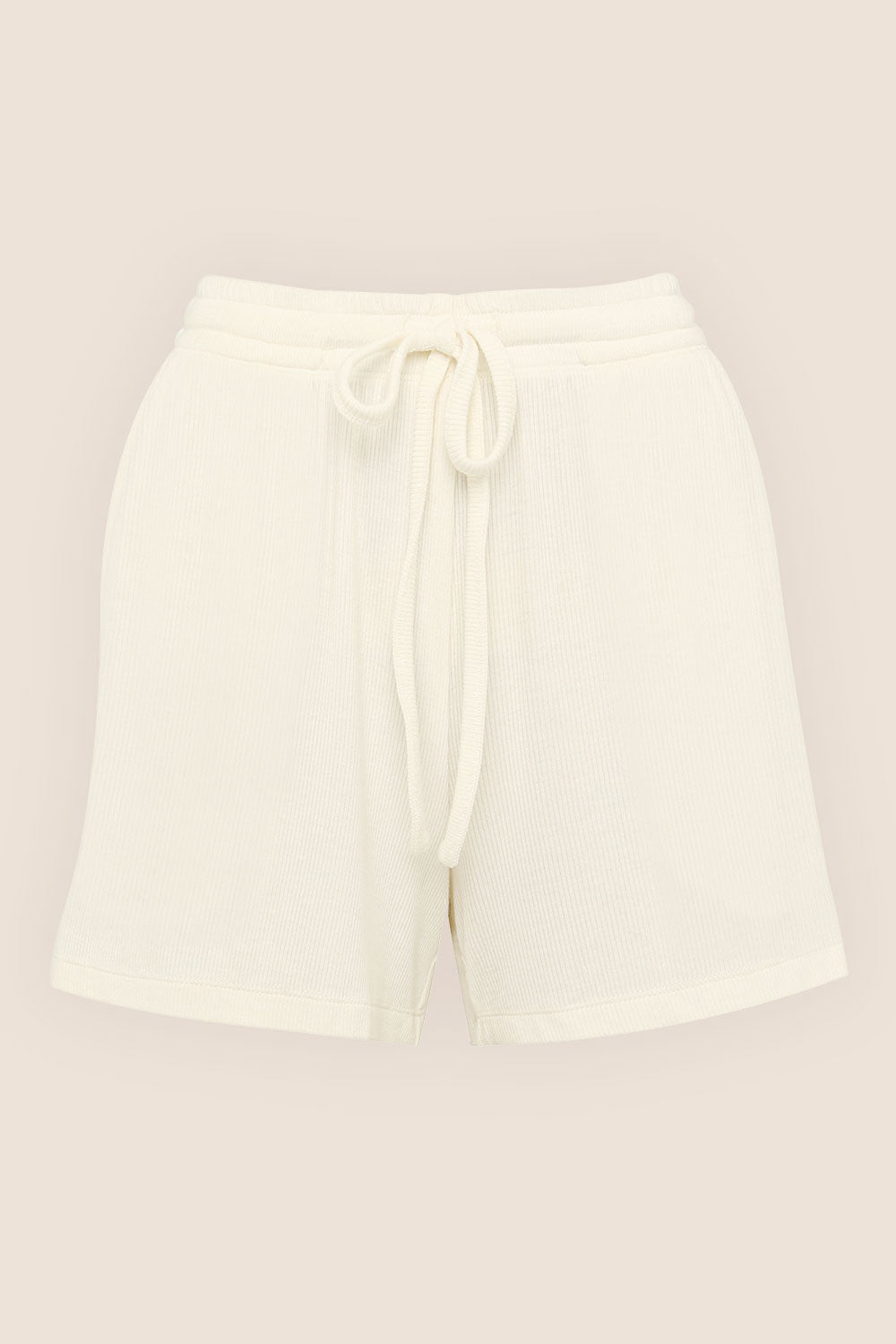 Gingerlilly Adelaide Ribbed Shorts - Ecru - Flat lay