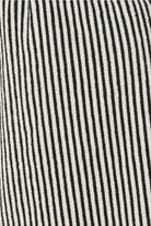 Close-up of black and white striped fabric texture striped adriana terry towel robe