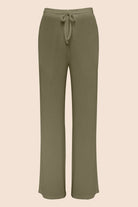 Gingerlilly Athens Ribbed Long Pants - Olive - Flat lay