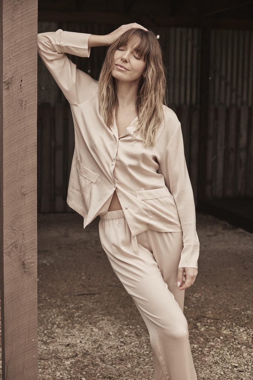 Bailey Natural Satin PJ Set | Gingerlilly Sleepwear