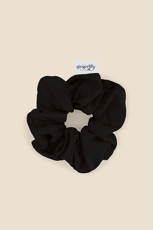 Serene Pure Silk Black Scrunchie | Gingerlilly Accessories