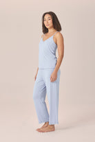 Gingerlilly Britt Bamboo Lace Cami Long PJ Set - Blue - Side