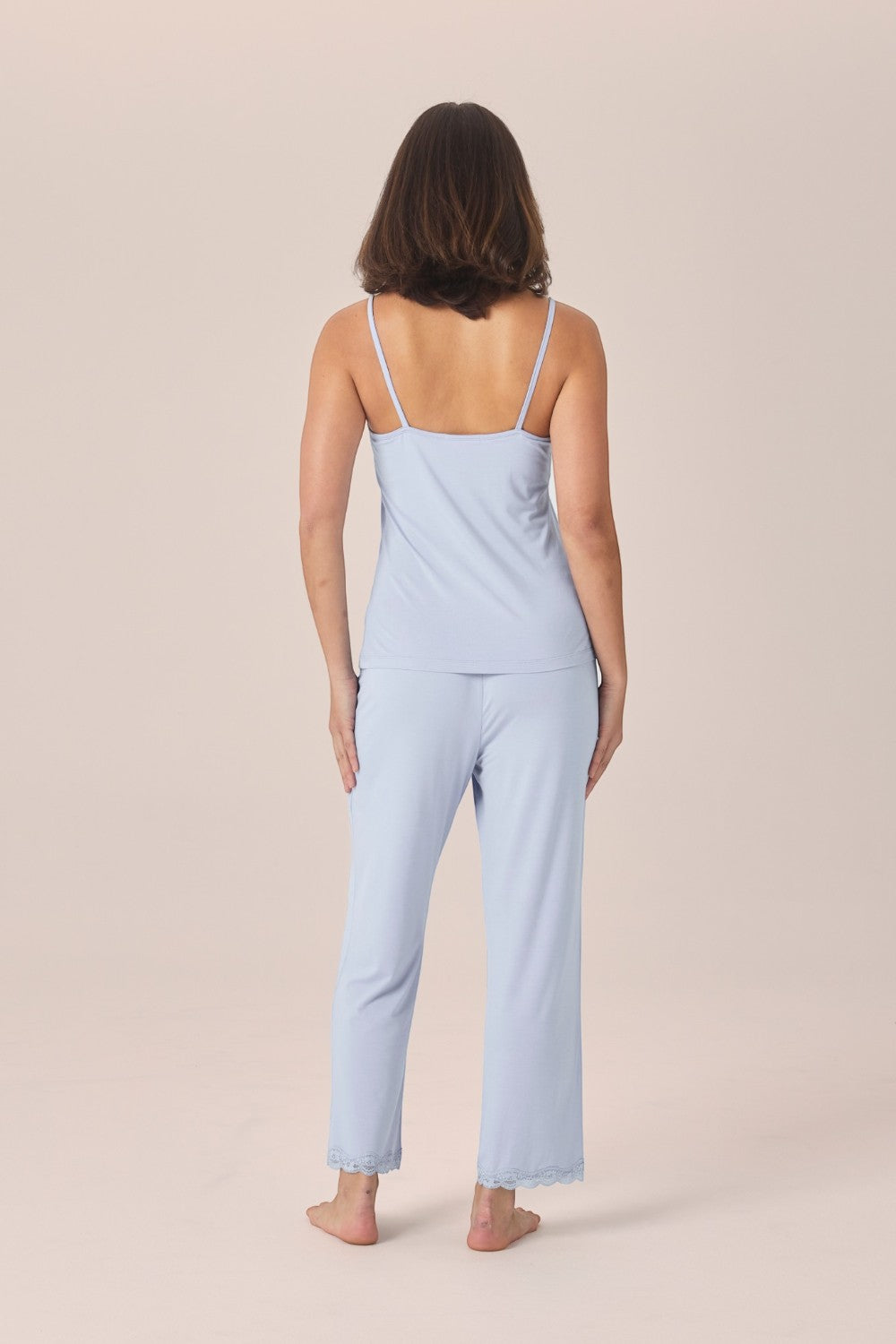 Gingerlilly Britt Bamboo Lace Cami Long PJ Set in Blue