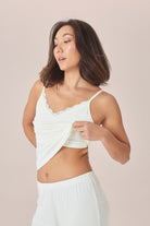 Gingerlilly Britt Bamboo Lace Cami Long PJ Set - Ecru - Detail alt 2