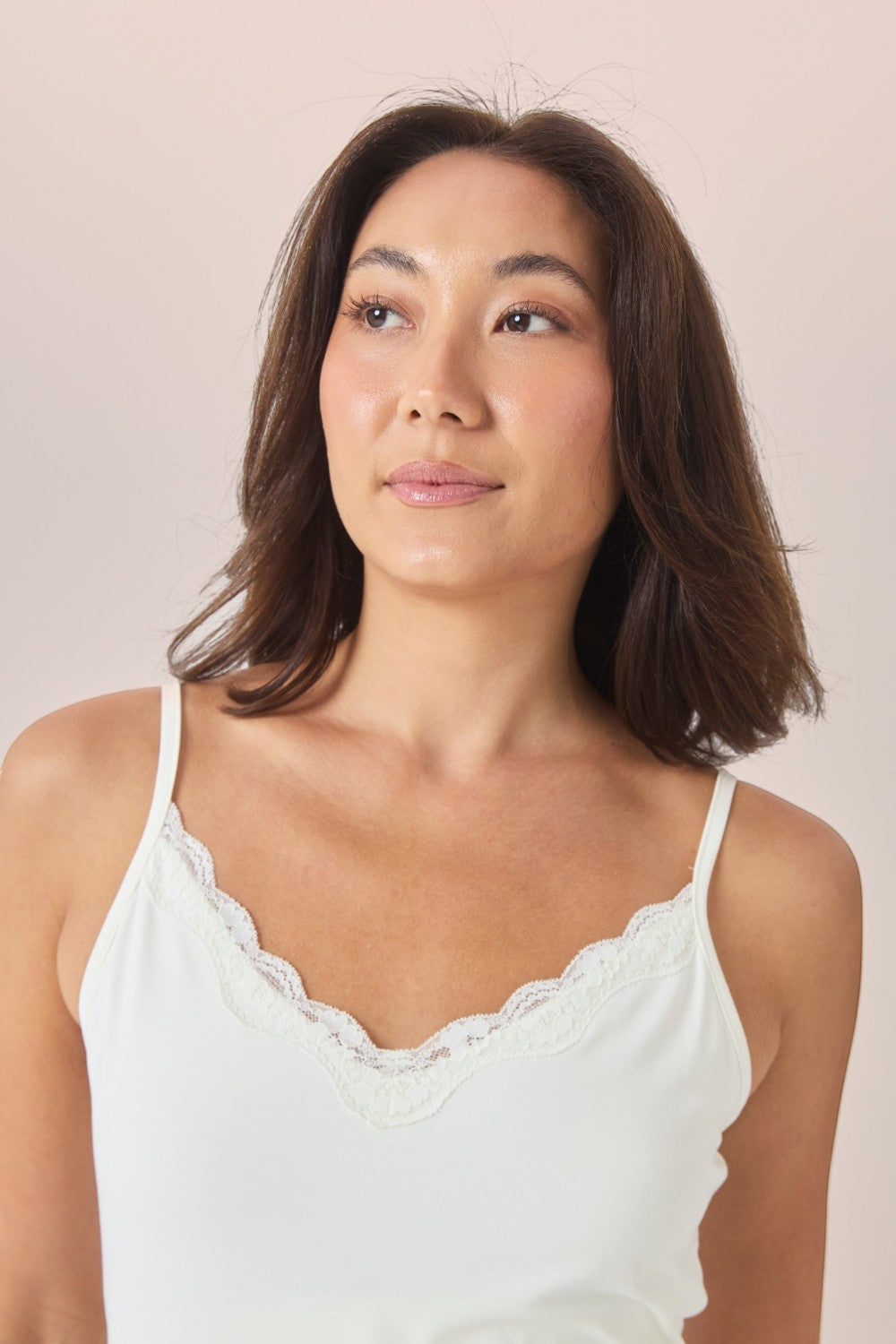 Gingerlilly Britt Bamboo Lace Cami Long PJ Set in Ecru