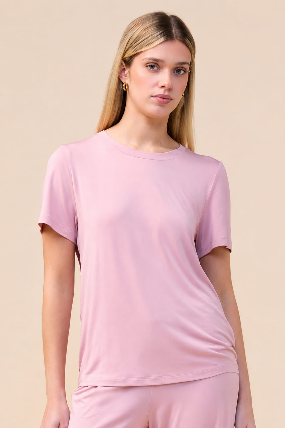 Gingerlilly Bronte Bamboo Tshirt with Stripe - Pink - Front
