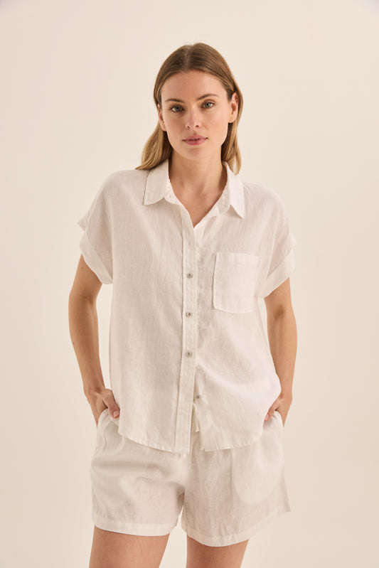 Charlotte White Linen Pyjama Set