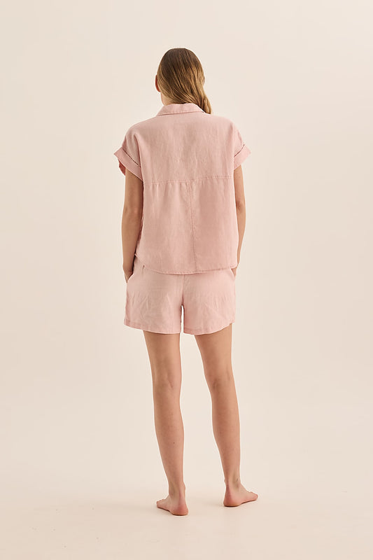 Charlotte Pink Linen Pyjama Set | Gingerlilly Sleepwear