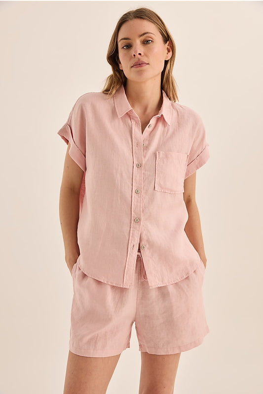 Charlotte Pink Linen Pyjama Set | Gingerlilly Sleepwear