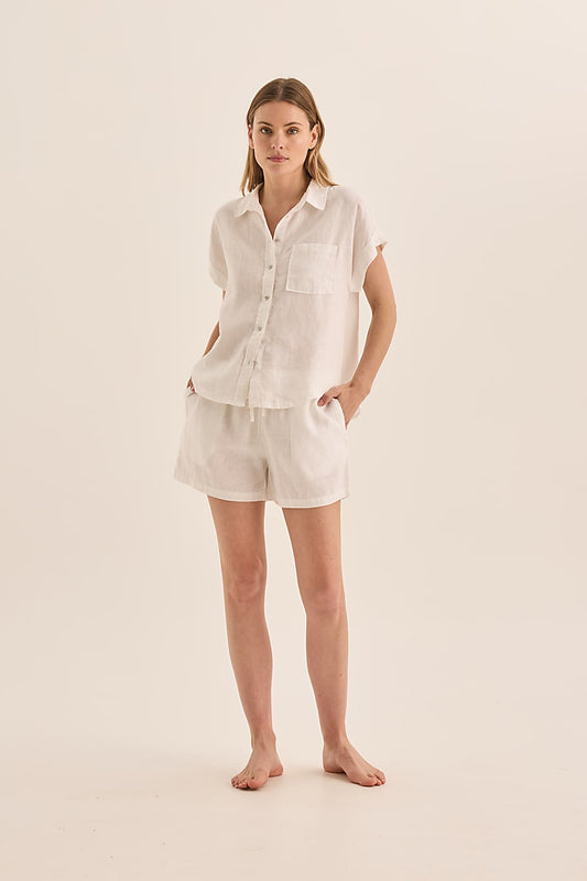 Charlotte White Linen Pyjama Set | Gingerlilly Sleepwear