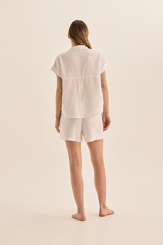 Charlotte White Linen Pyjama Set | Gingerlilly Sleepwear