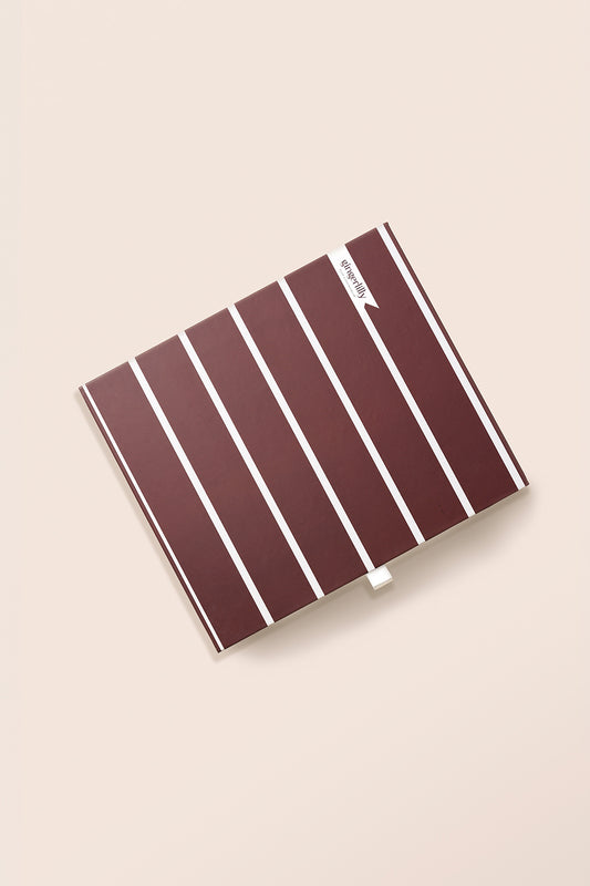 Chloe Cotton Striped PJ Set burgundy packaging box. 