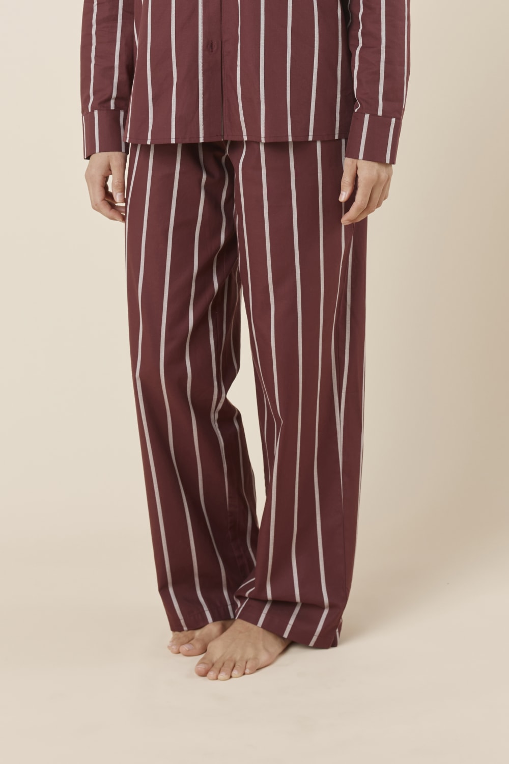 Chloe Cotton PJ Pants Burgundy Front Close