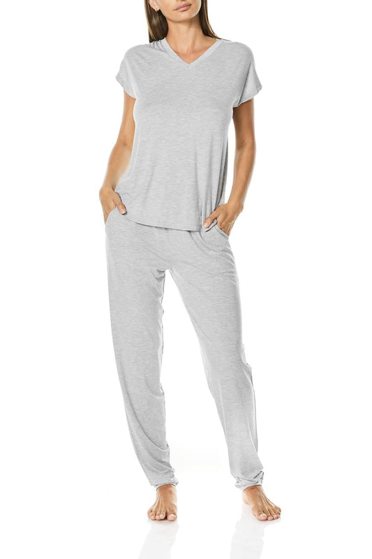 Cora Grey V Neck Modal PJ Set | Gingerlilly Sleepwear