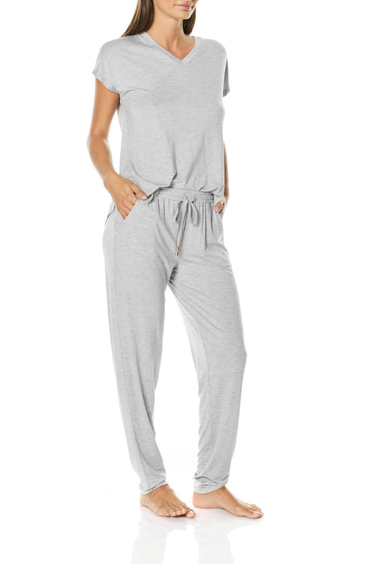 Cora Grey V Neck Modal PJ Set | Gingerlilly Sleepwear