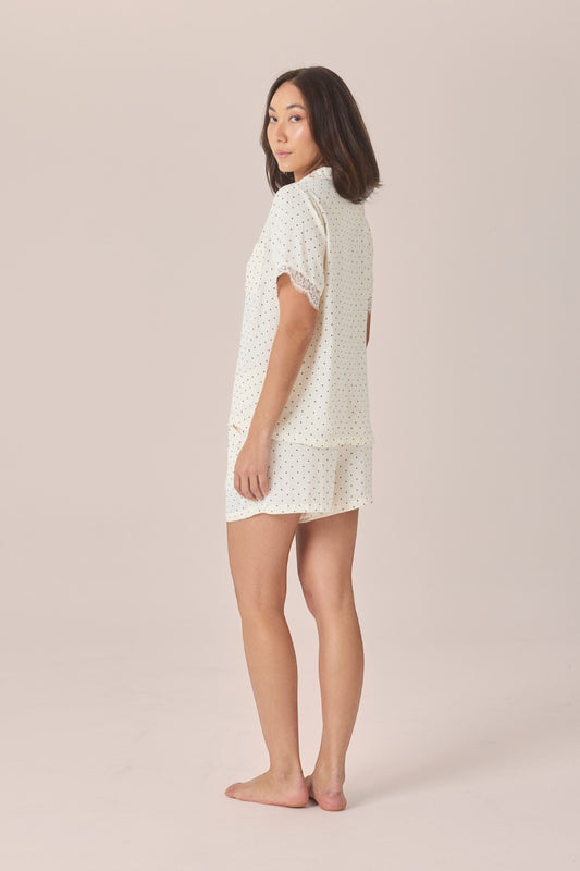 Gingerlilly Celine Short Spot PJ Set - Ivory - Side alt