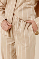 Chloe Cotton PJ Pants Biscuit Button Detail Front