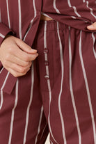Chloe Cotton PJ Pants Burgundy Detail Buttons