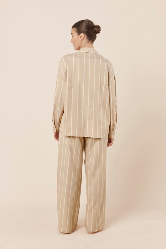Chloe Cotton Striped PJ Set Biscuit back