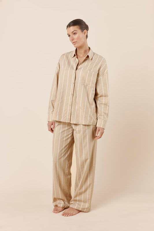 Chloe Cotton Striped PJ Set Biscuit side