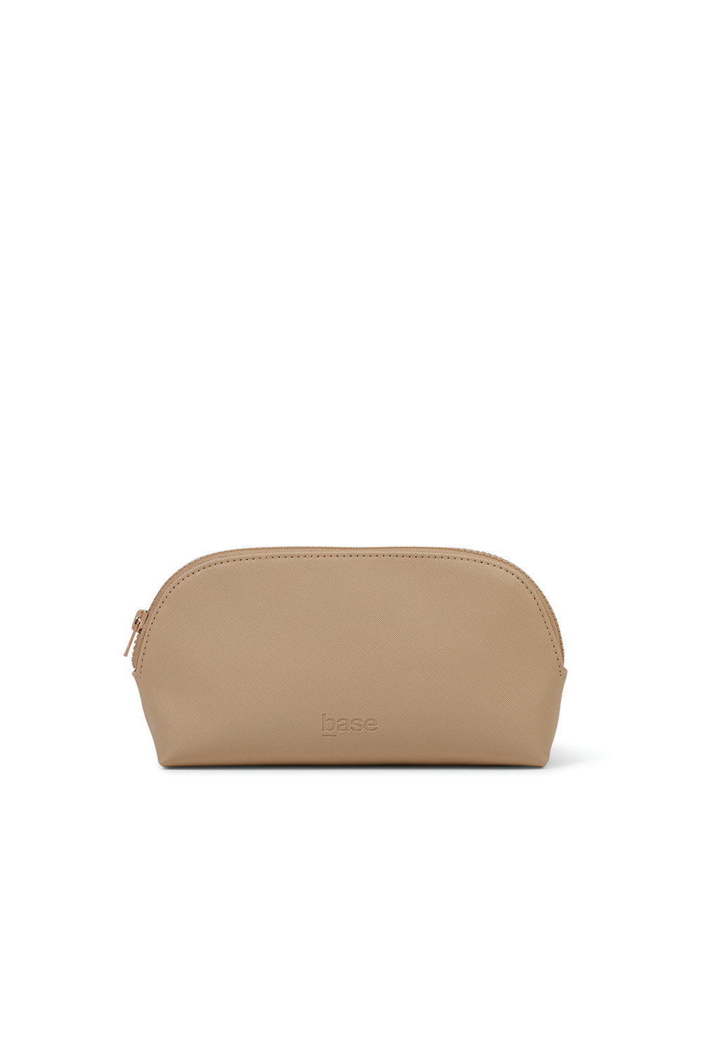 Small sand-colored cosmetic makeup bag with zipper, minimalist design, Gingerlilly Sleepwear