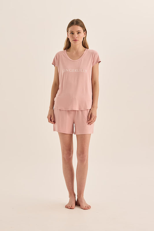 Dahlia Pink Bamboo Short Set | Gingerlilly Sleepwear