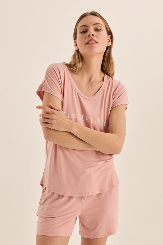 Dahlia Pink Bamboo Short Set | Gingerlilly Sleepwear