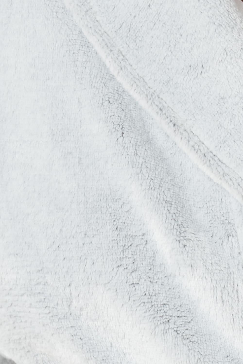 Close up of Desire Grey Long Plush Robe plush fleece fabric showing soft velvety texture