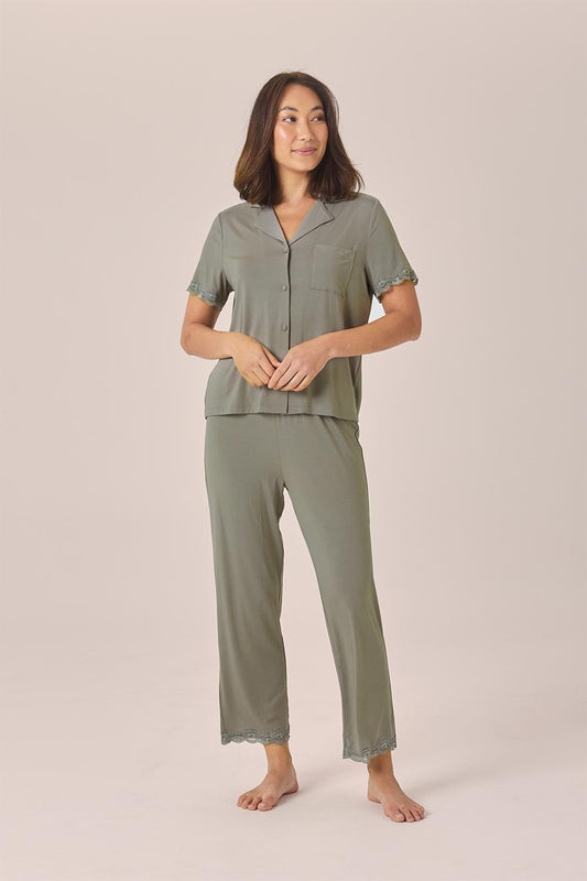 Dianne Bamboo Long PJ set with Lace