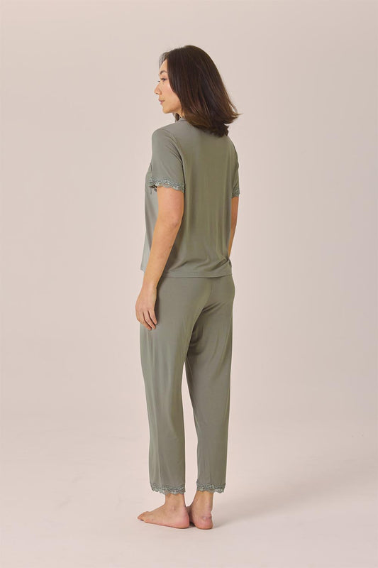 Dianne Bamboo Long PJ set with Lace