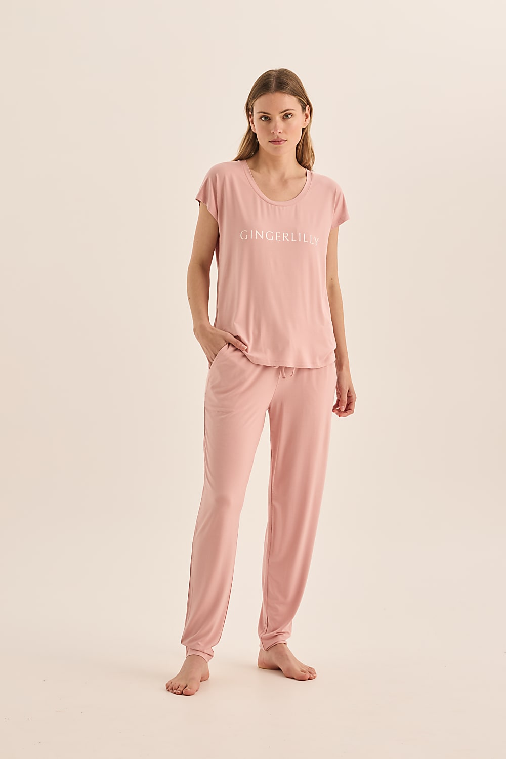 Elara Pink Bamboo Pyjama Set | Gingerlilly Sleepwear