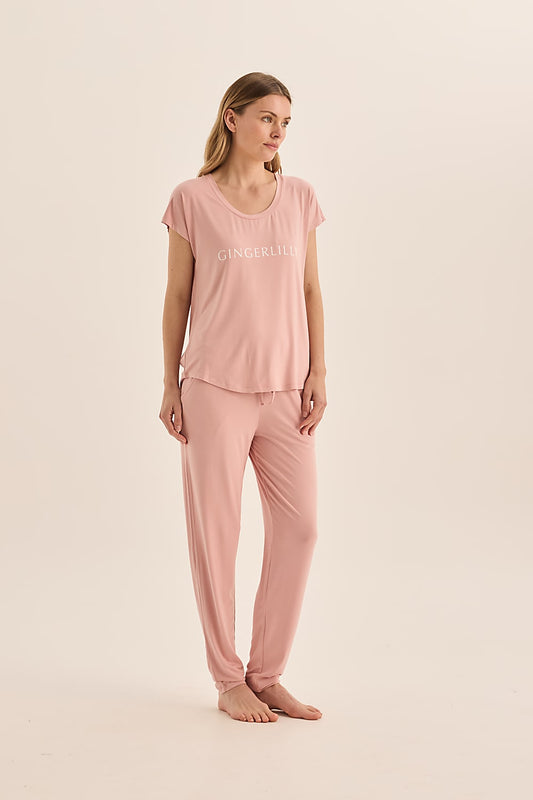 Elara Pink Bamboo Pyjama Set | Gingerlilly Sleepwear