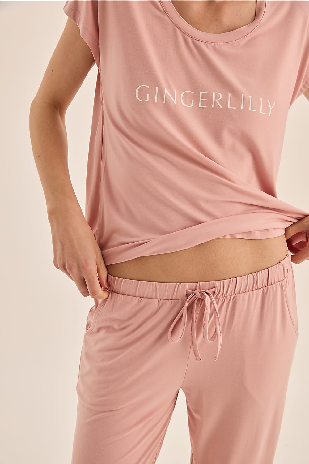 Elara Pink Bamboo Pyjama Set | Gingerlilly Sleepwear