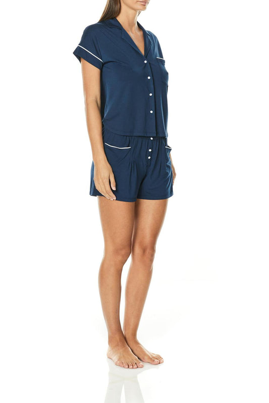 Ella Navy Bamboo Short Set | Gingerlilly Sleepwear