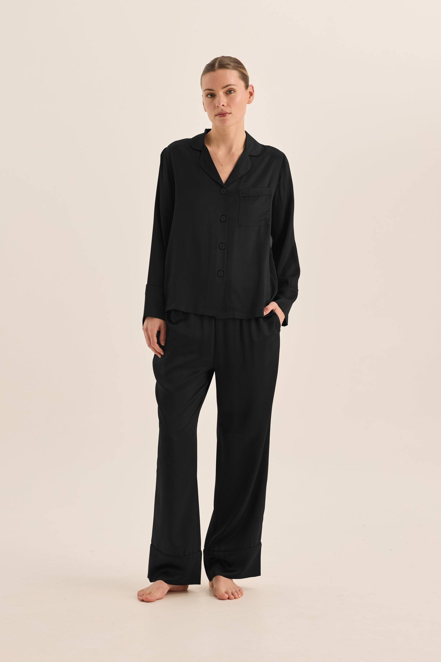 Emerald Pure Silk Long Sleeve Wide Leg Pyjama Set