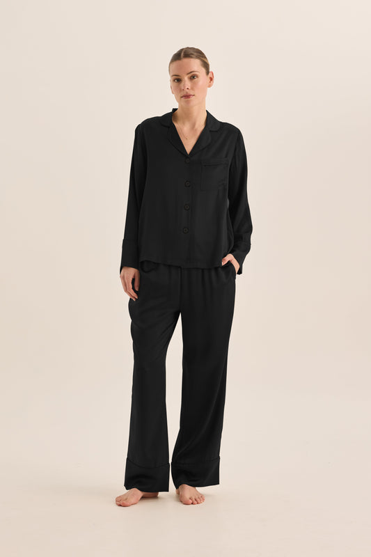 Emerald Pure Silk Long Sleeve Wide Leg Pyjama Set