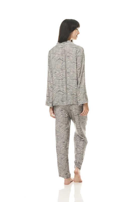 Flavia Grey Animal Print PJ | Gingerlilly Sleepwear