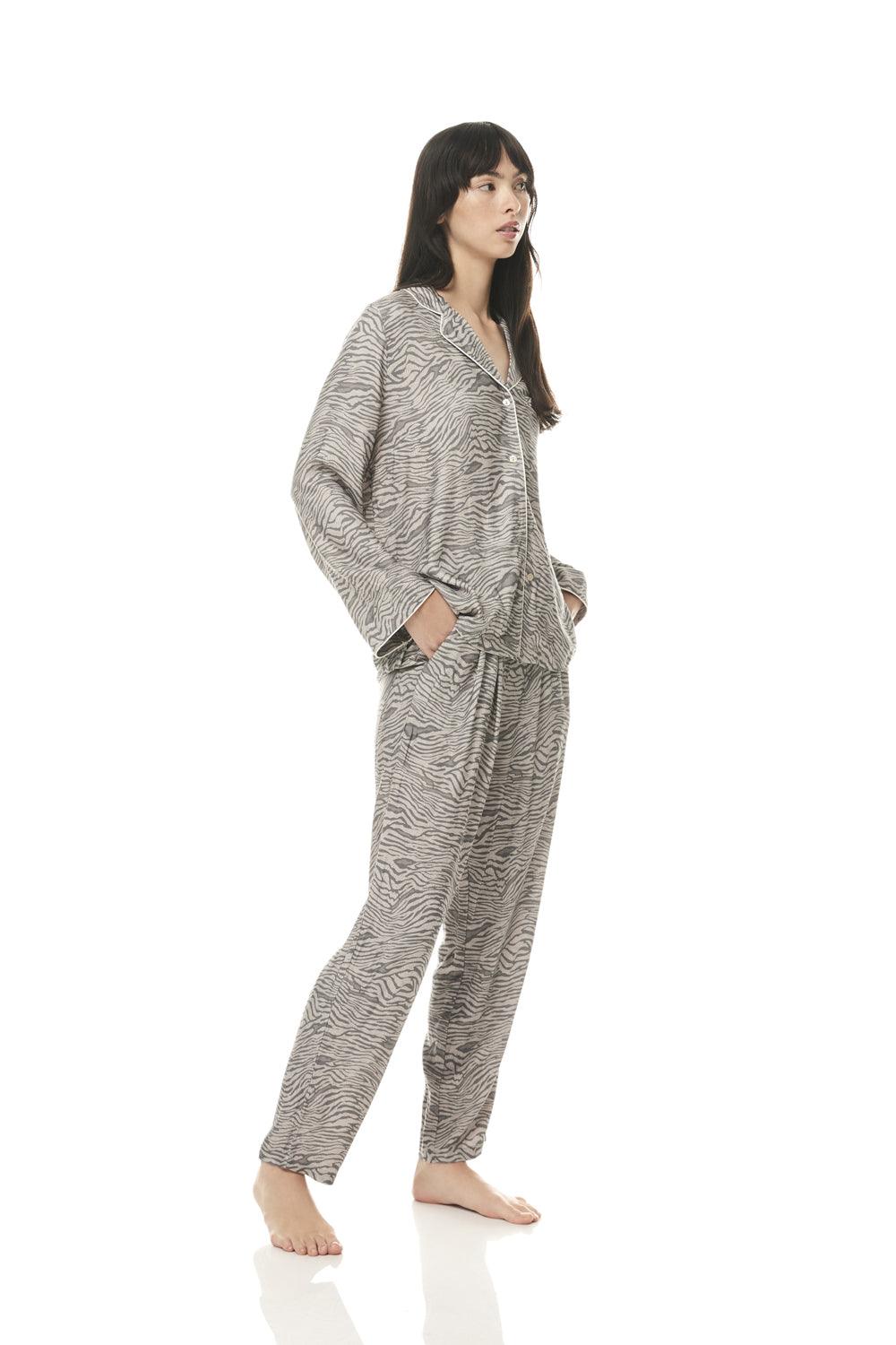 Flavia Grey Animal Print PJ | Gingerlilly Sleepwear