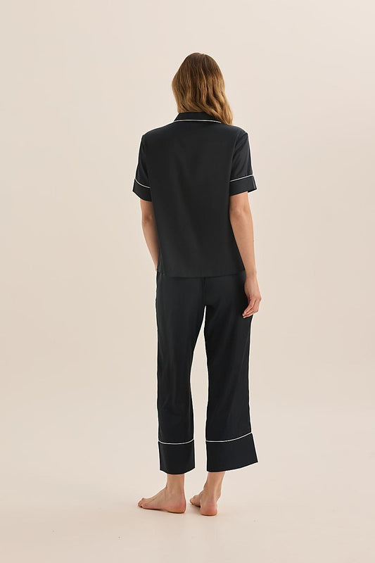 Floriana Navy Satin Pyjama | Gingerlilly Sleepwear