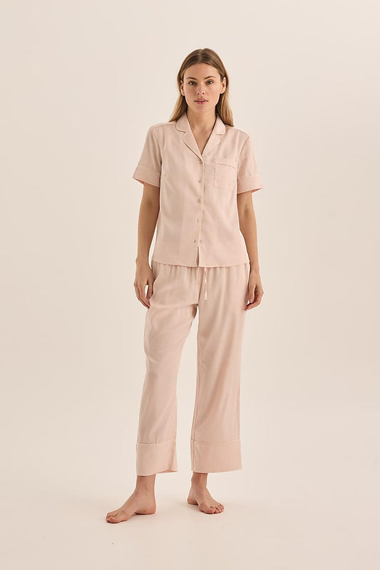 Floriana Pink Satin Pyjama | Gingerlilly Sleepwear