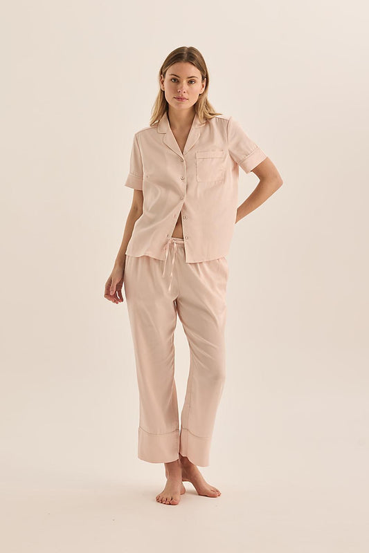 Floriana Pink Satin Pyjama | Gingerlilly Sleepwear