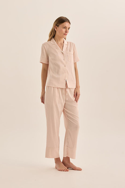 Floriana Pink Satin Pyjama | Gingerlilly Sleepwear