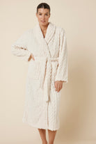 Gingerlilly Gabriella Plush Long Robe - Ivory - Front alt
