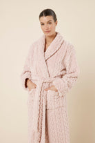 Gingerlilly Gabriella Plush Long Robe - Pink - Front