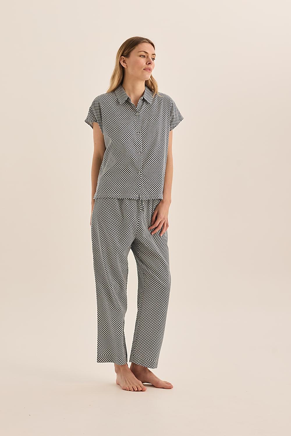 Goldie Navy Diamond Cotton PJ | Gingerlilly Sleepwear